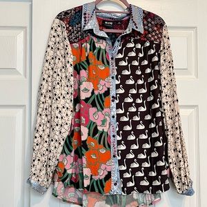 Anthropologie Plus Size Maeve Contrast Buttondown Blouse - 1 X